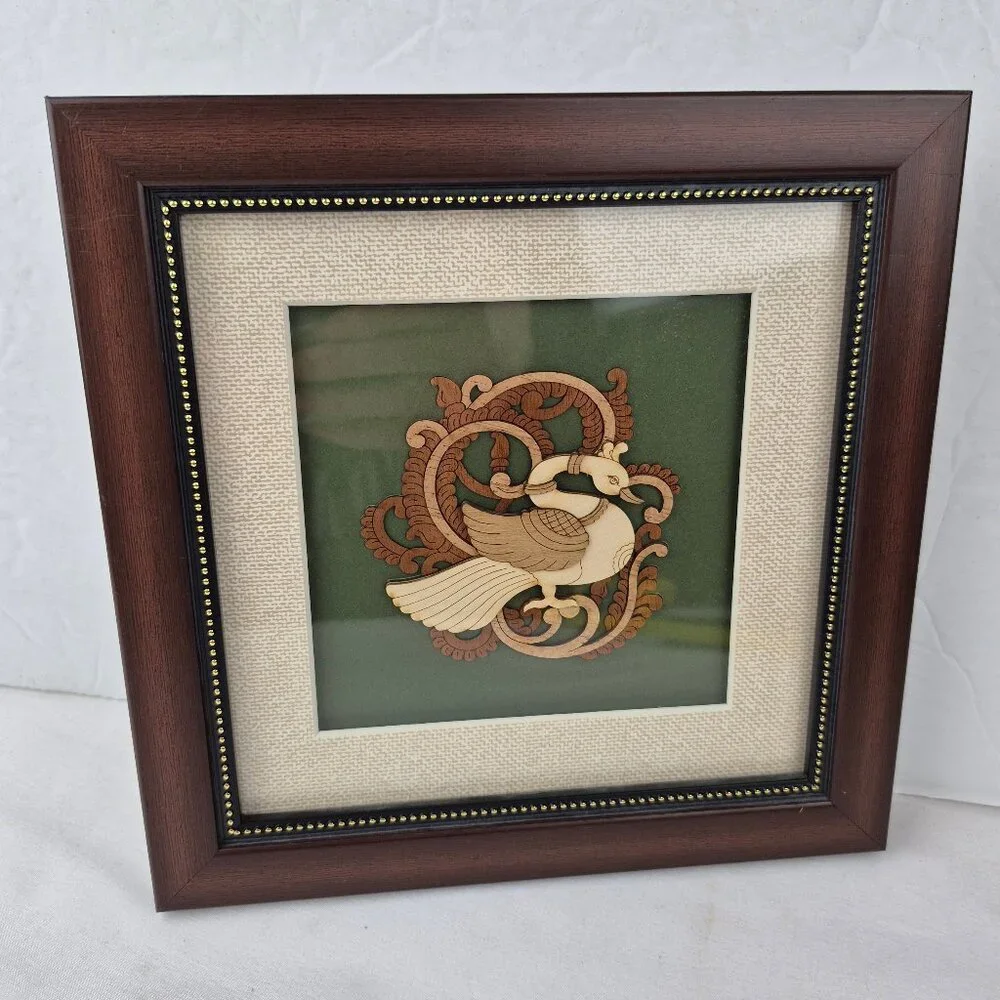 Mini Wooden Swan Laser Cut Framed Picture 8 x 8